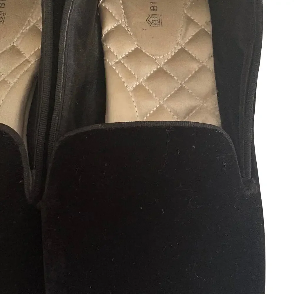 Birdies The Starling Black Velvet Quilted Loafers Flats Glam Parisian Minimalist